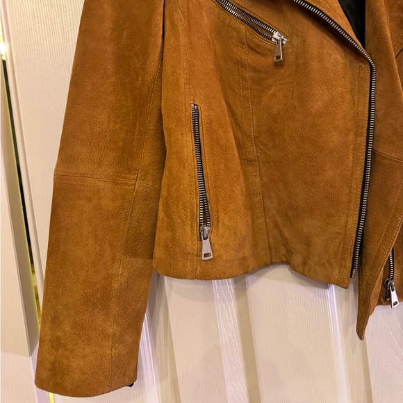 BAGATELLE NYC Camel Tan Genuine Suede Leather Motorcycle Jacket - size small - Picture 4 of 16